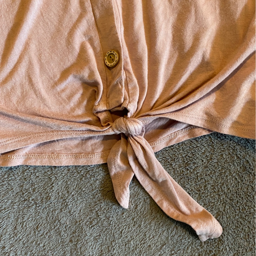 12PM by Mon Ami Long Sleeve, Tie Bottom Shirt, Size M - Picture 3 of 4